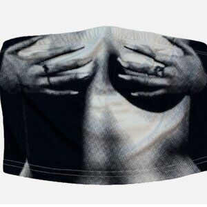 Shein Modern Women's Top Bra Size XS White/Black Excellent Pre-Owned Condition